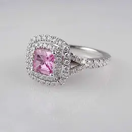 diamond ring with pink gemstone