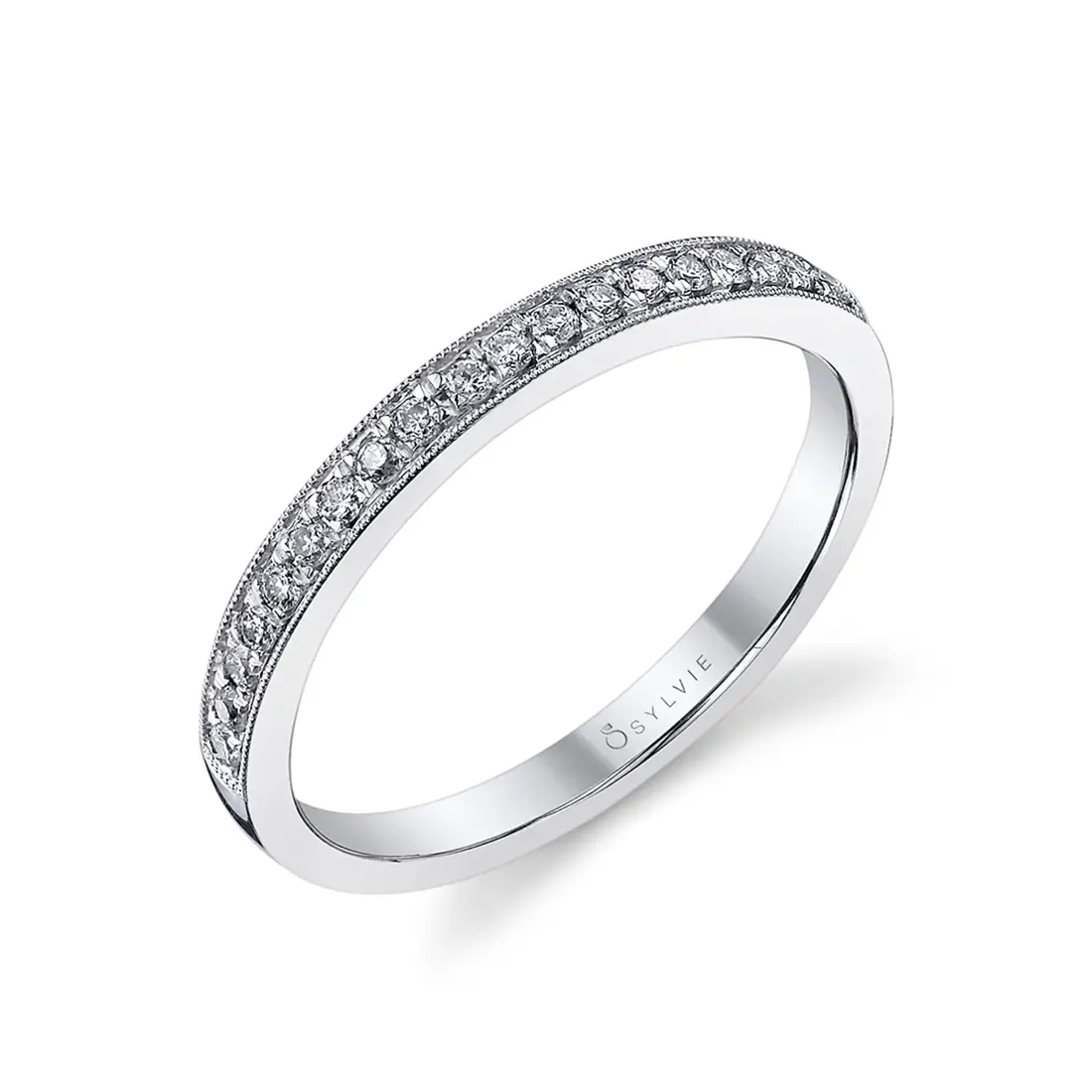 classic wedding band in white gold