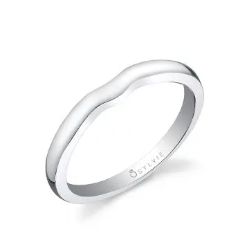White Gold High Polish Wedding Band - Carina
