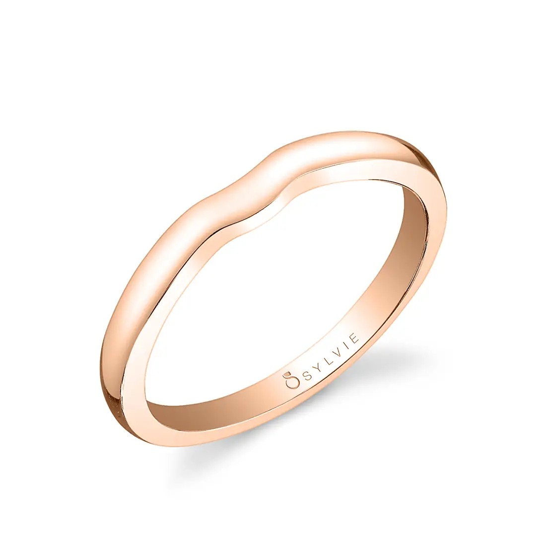 shiny shank wedding band in rose gold