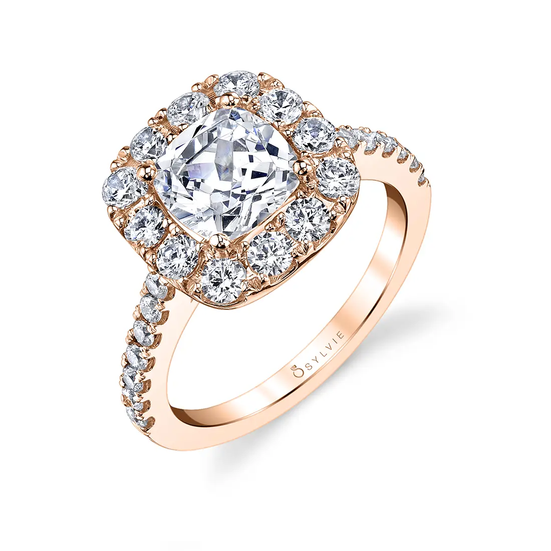 Cushion Cut Halo Engagement Ring 