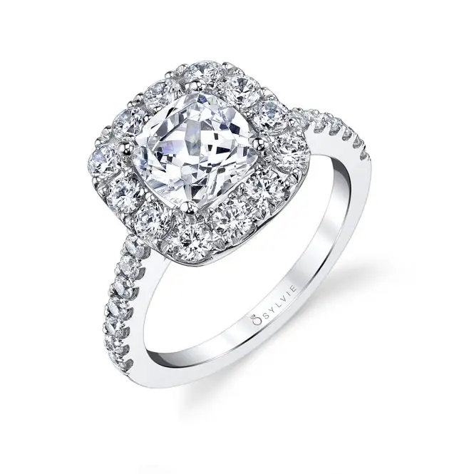 Cushion Cut Engagement Ring with Halo