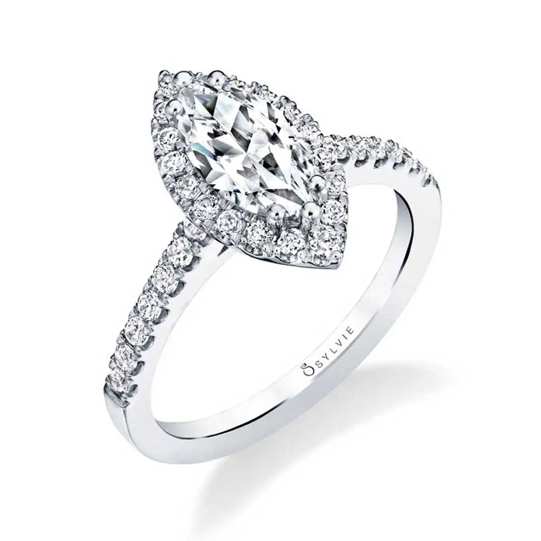 Marquise Cut Engagement Ring with Halo