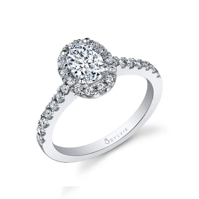 Oval Cut White Gold Classic Halo Engagement Ring - Chantelle