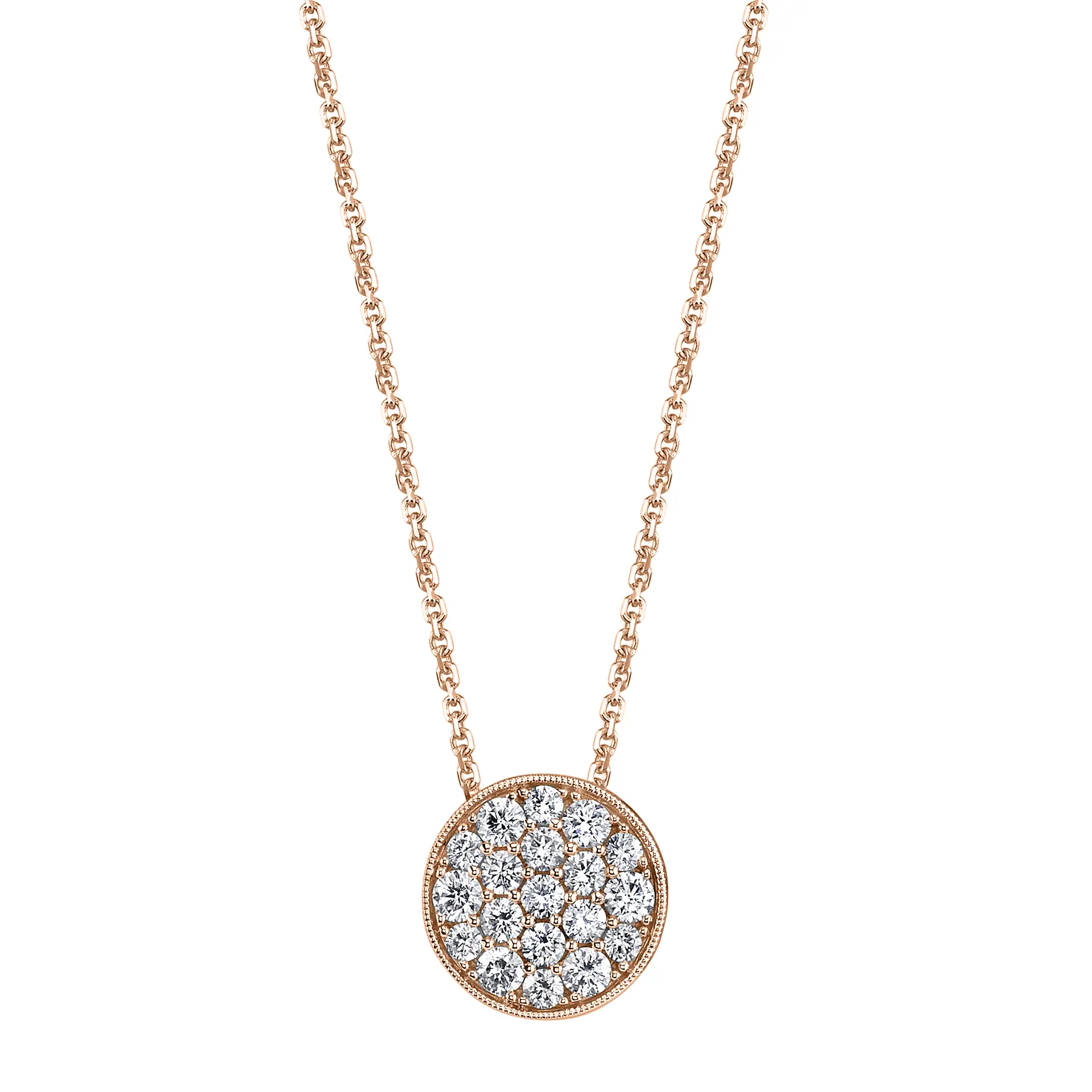 Round Pave Diamond Necklace PD817 RG