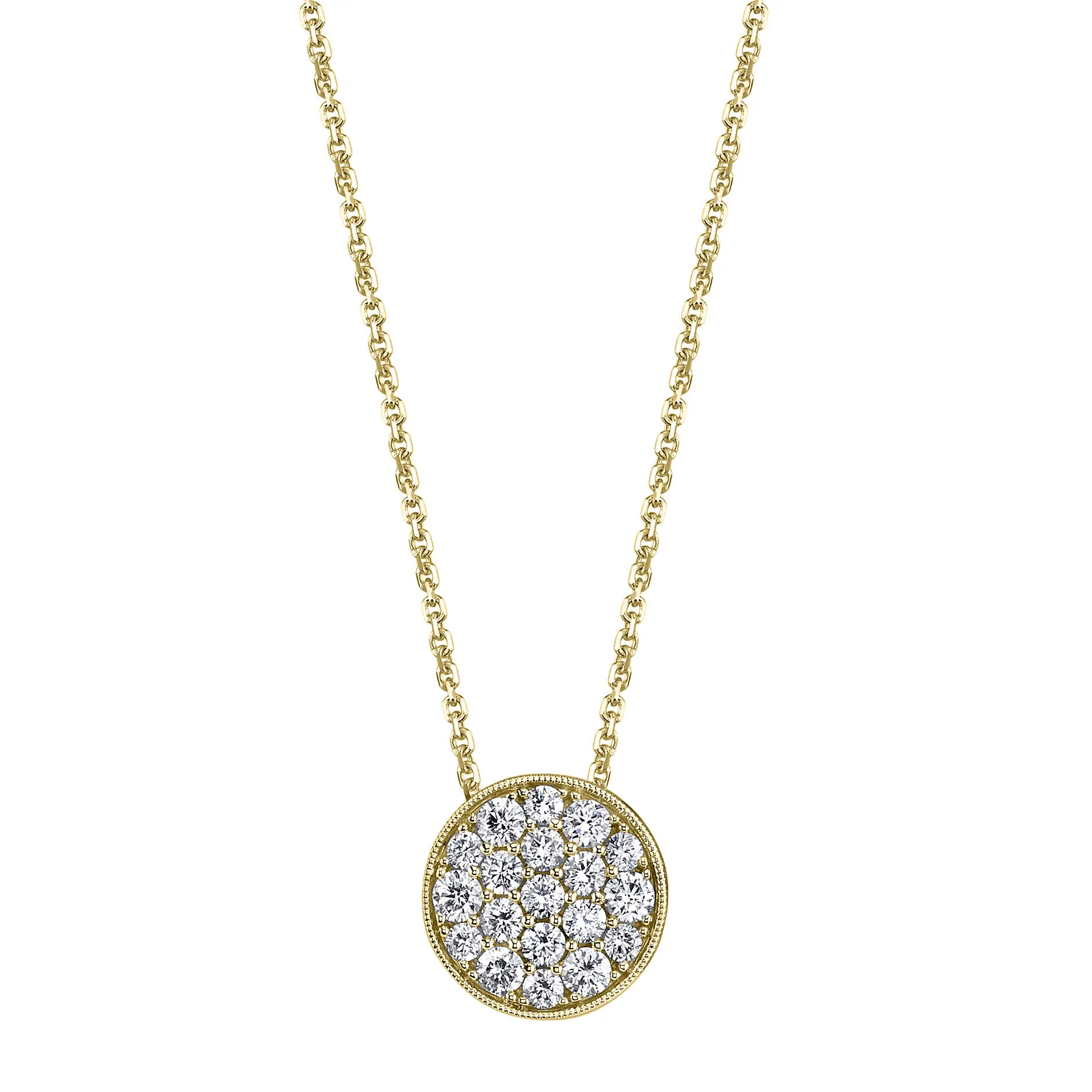 Round Pave Diamond Necklace PD817 YG