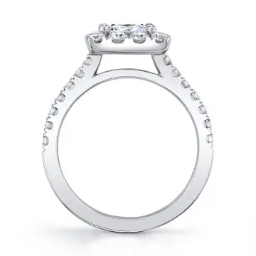 White Gold Princess Cut Classic Halo Engagement Ring - Jacalyn