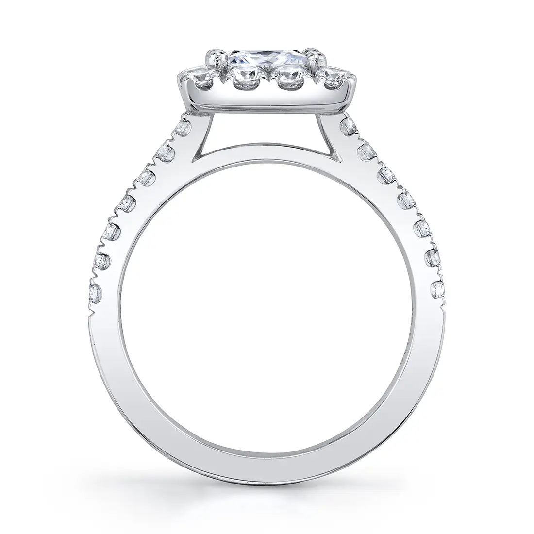 Profile Image of a Princess Cut Engagement Ring With Halo