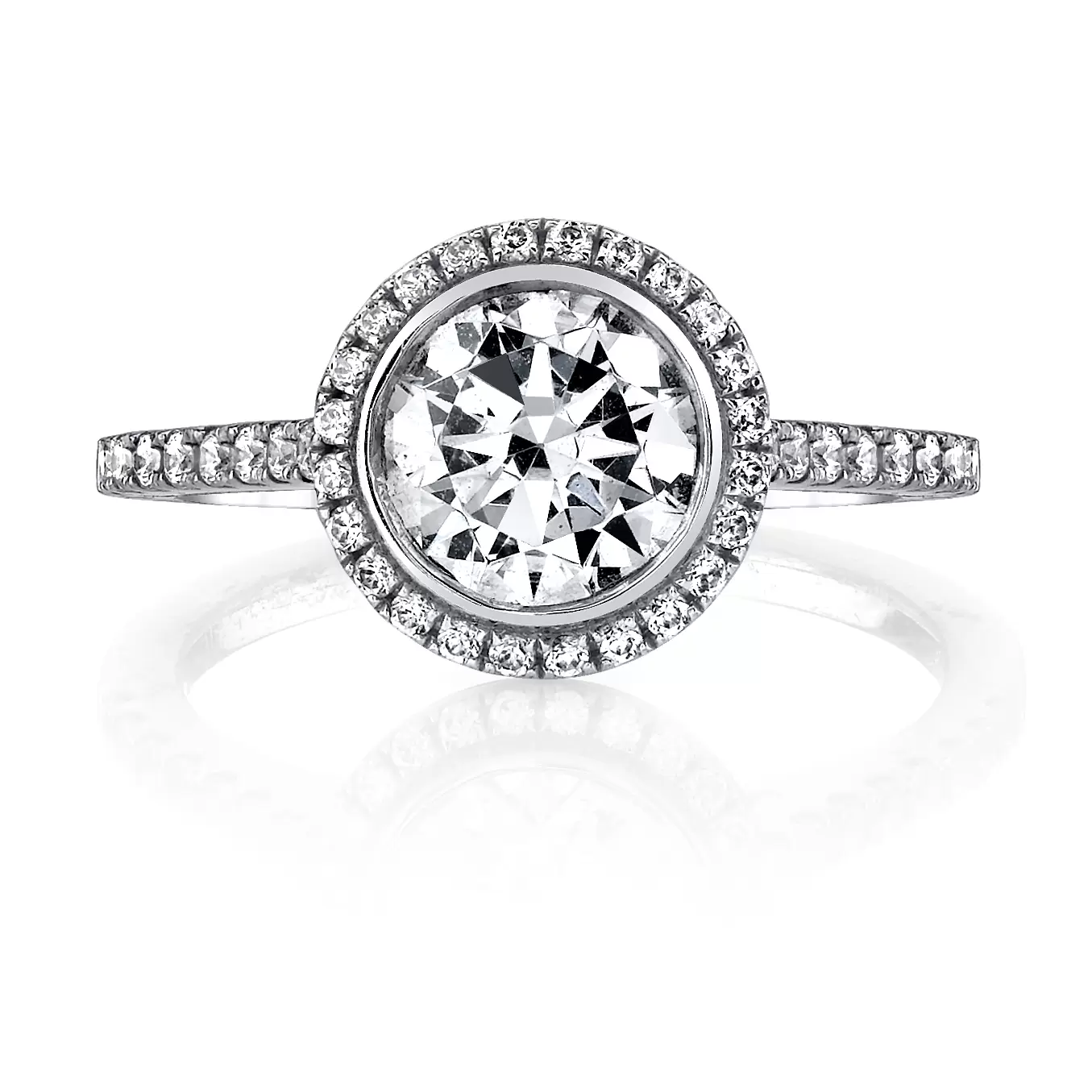Bezel halo engagement ring store