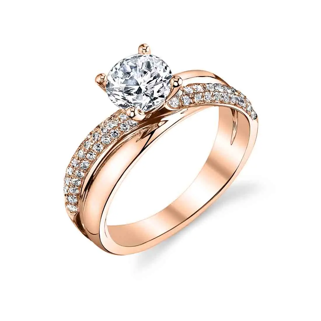 White Gold Round Cut Unique Spiral Engagement Ring - Naomie - Profile View