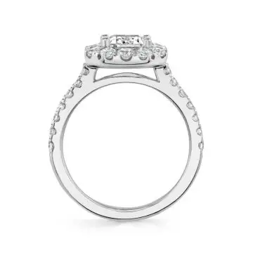 White Gold Emerald Cut Classic Halo Engagement Ring - Olivia