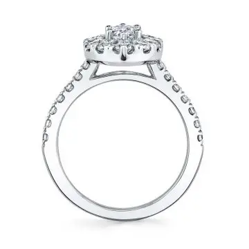 White Gold Marquise Cut Classic Halo Engagement Ring - Olivia