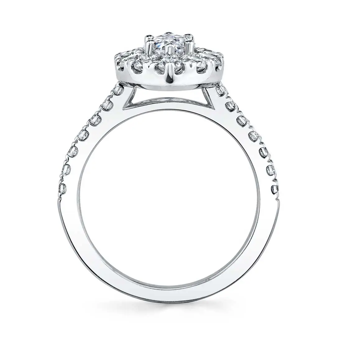 White Gold Marquise Cut Classic Halo Engagement Ring - Olivia