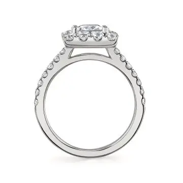 White Gold Princess Cut Classic Halo Engagement Ring - Olivia