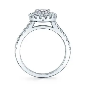 White Gold Pear Shaped Classic Halo Engagement Ring - Olivia