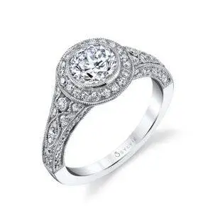 Round Vintage Bezel Set Engagement Ring_S1317-80A4W10RR