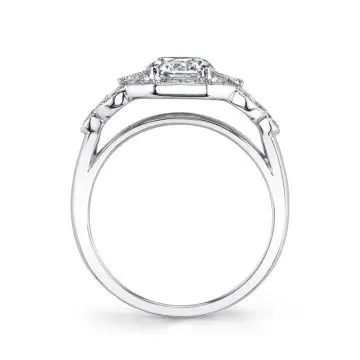 White Gold Marquise Cut Modern Vintage Engagement Ring - Francesca