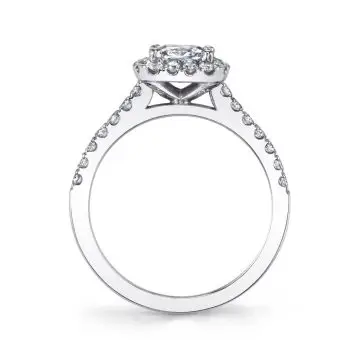 White Gold Princess Cut Engagement Ring with Halo - Emma