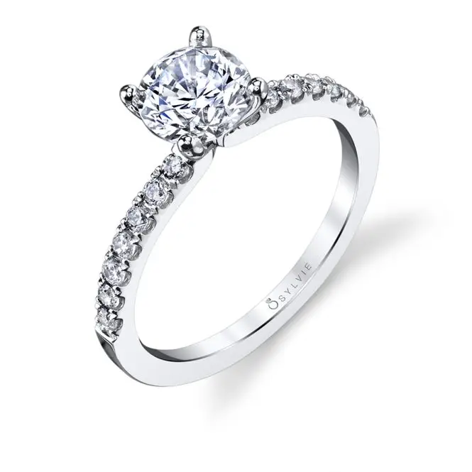 Round Cut White Gold Classic Engagement Ring - Celeste