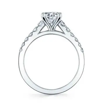 White Gold Round Cut Classic Engagement Ring - Isadora