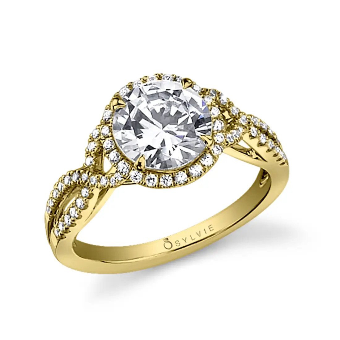 Spiral Engagement Ring with Halo 