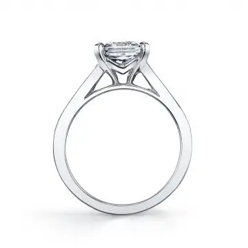 White Gold Modern Baguette Engagement Ring - Colletta