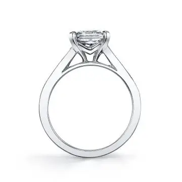 White Gold Modern Princess Cut Baguette Engagement Ring - Colletta