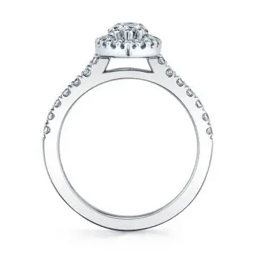 White Gold Marquise Cut Classic Halo Engagement Ring - Chantelle
