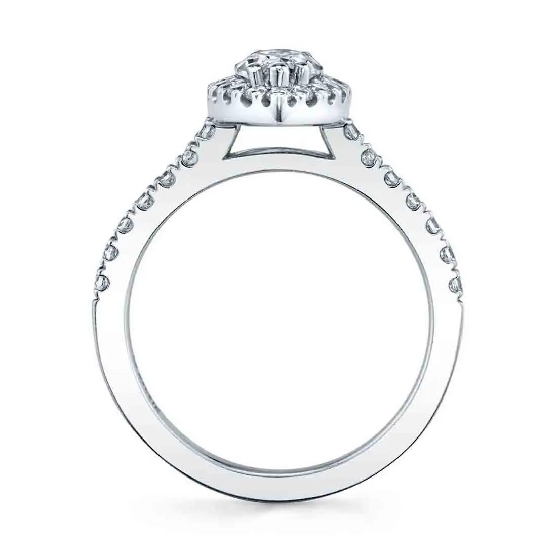 White Gold Marquise Cut Classic Halo Engagement Ring - Chantelle