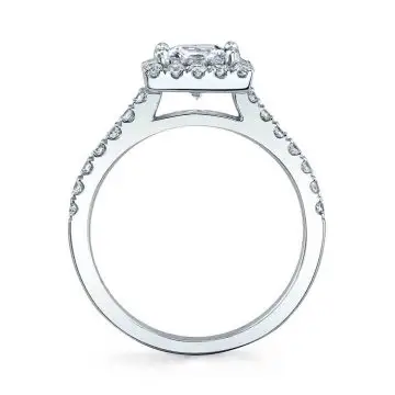 White Gold Princess Cut Classic Halo Engagement Ring - Chantelle