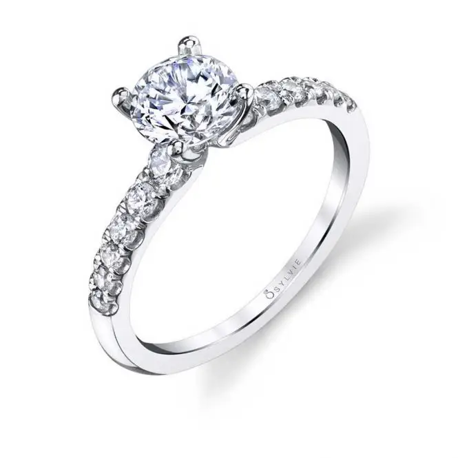 Round Cut White Gold Classic Engagement Ring - Celine