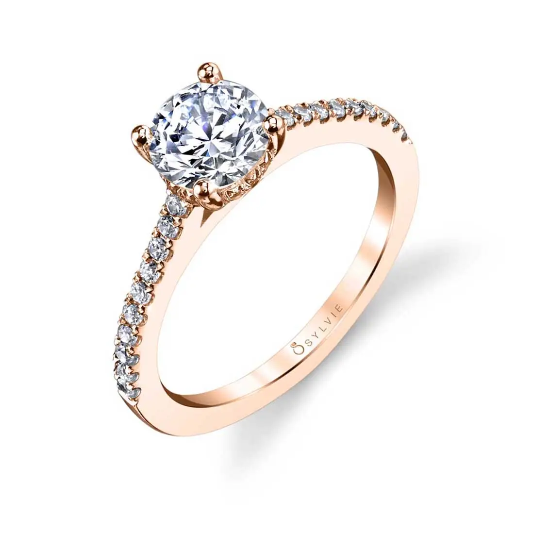 White Gold Round Cut Classic Engagement Ring - Aurore