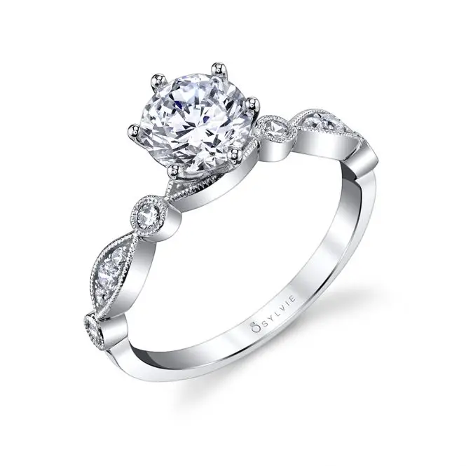 Round Cut Modern Vintage Stackable Engagement Ring - Charmánt