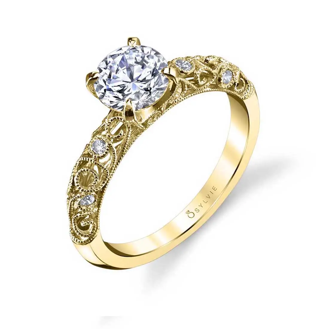 Round Cut Modern Vintage Solitaire Engagement Ring