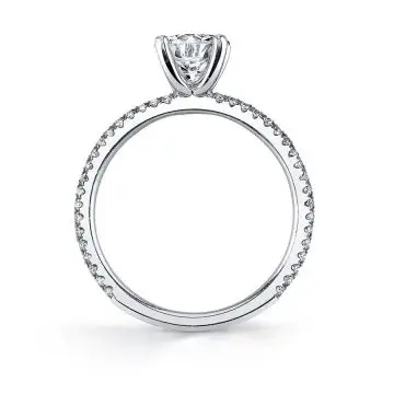 White Gold Round Cut Classic Round Engagement Ring - Jeana