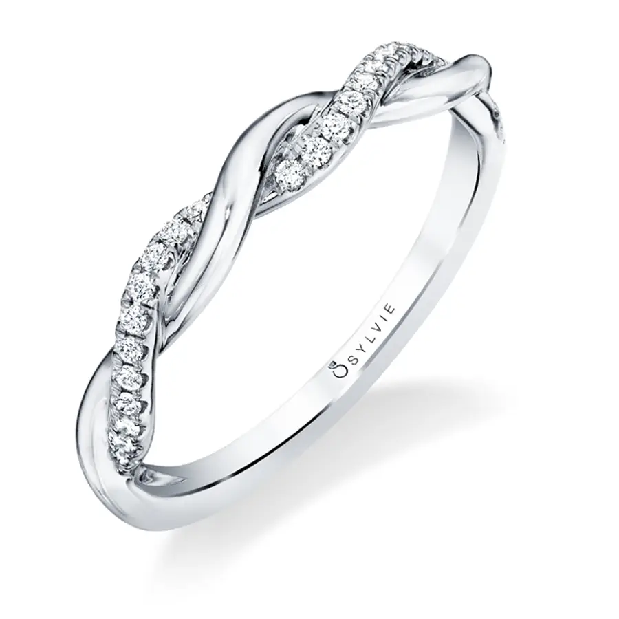 Modern Two Tone Spiral Wedding Band -Yasmine