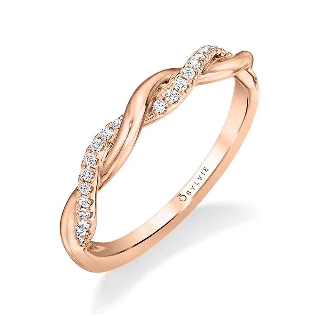 Modern Spiral Wedding Band  in Rose Gold