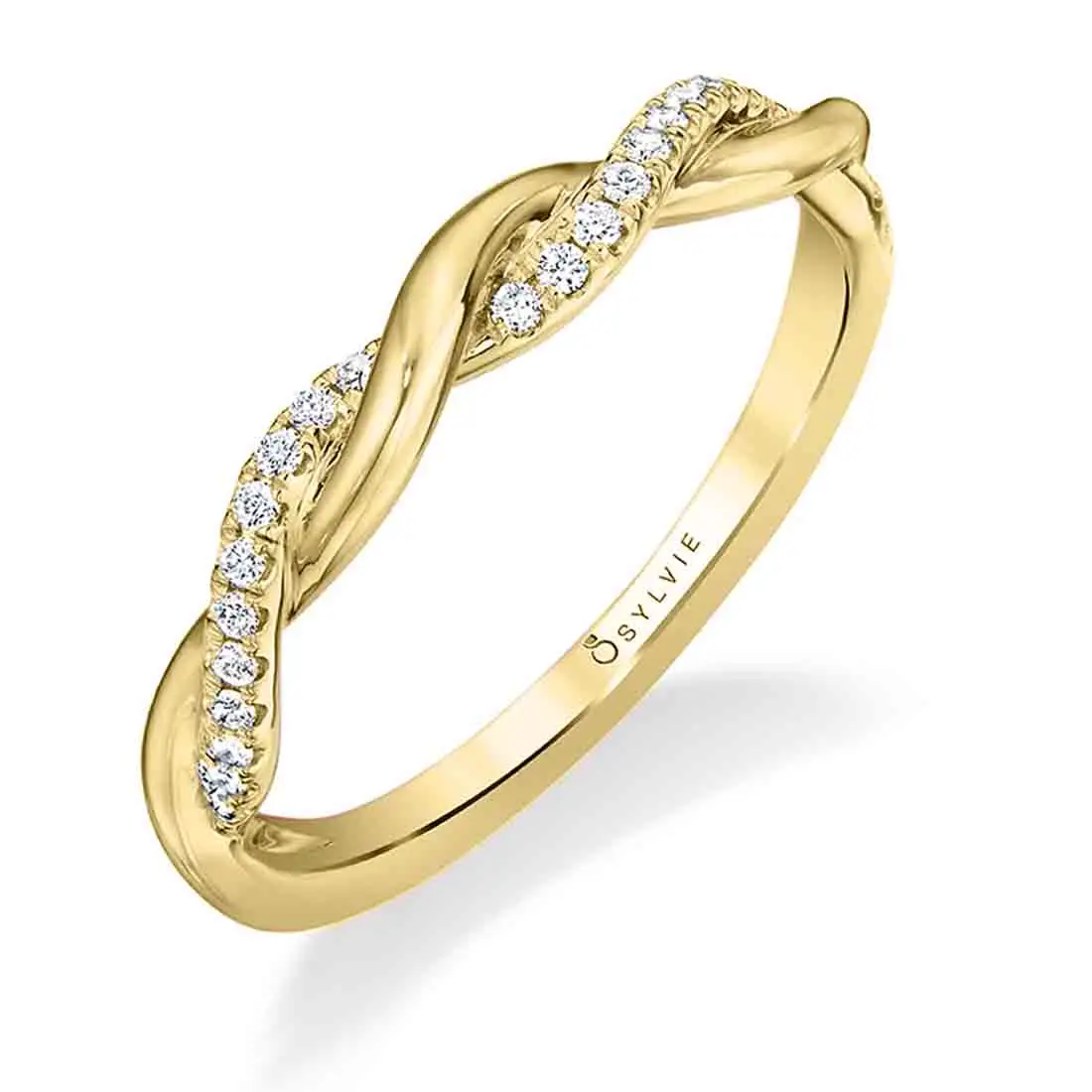 Modern Spiral Wedding Band  in Yellow Gold