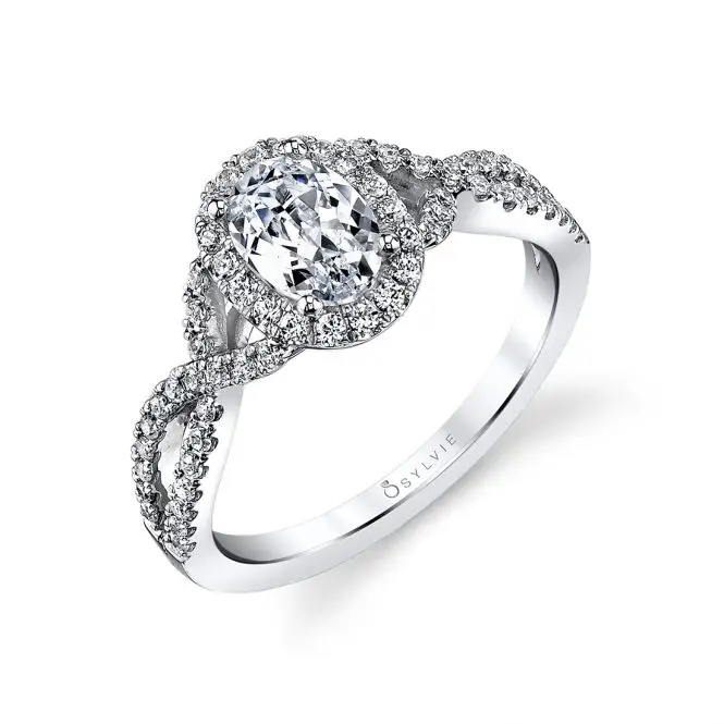 Spiral Engagement Ring with Halo 
