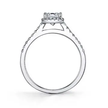 White Gold Round Cut Classic Halo Engagement Ring - Chantelle