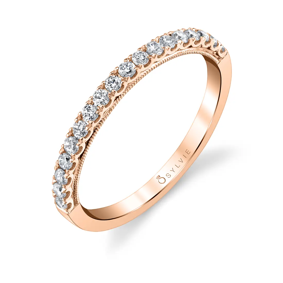 White Gold Classic Wedding Band with Milgrain Profile - Diandre