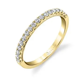 White Gold Classic Wedding Band with Milgrain Profile - Diandre