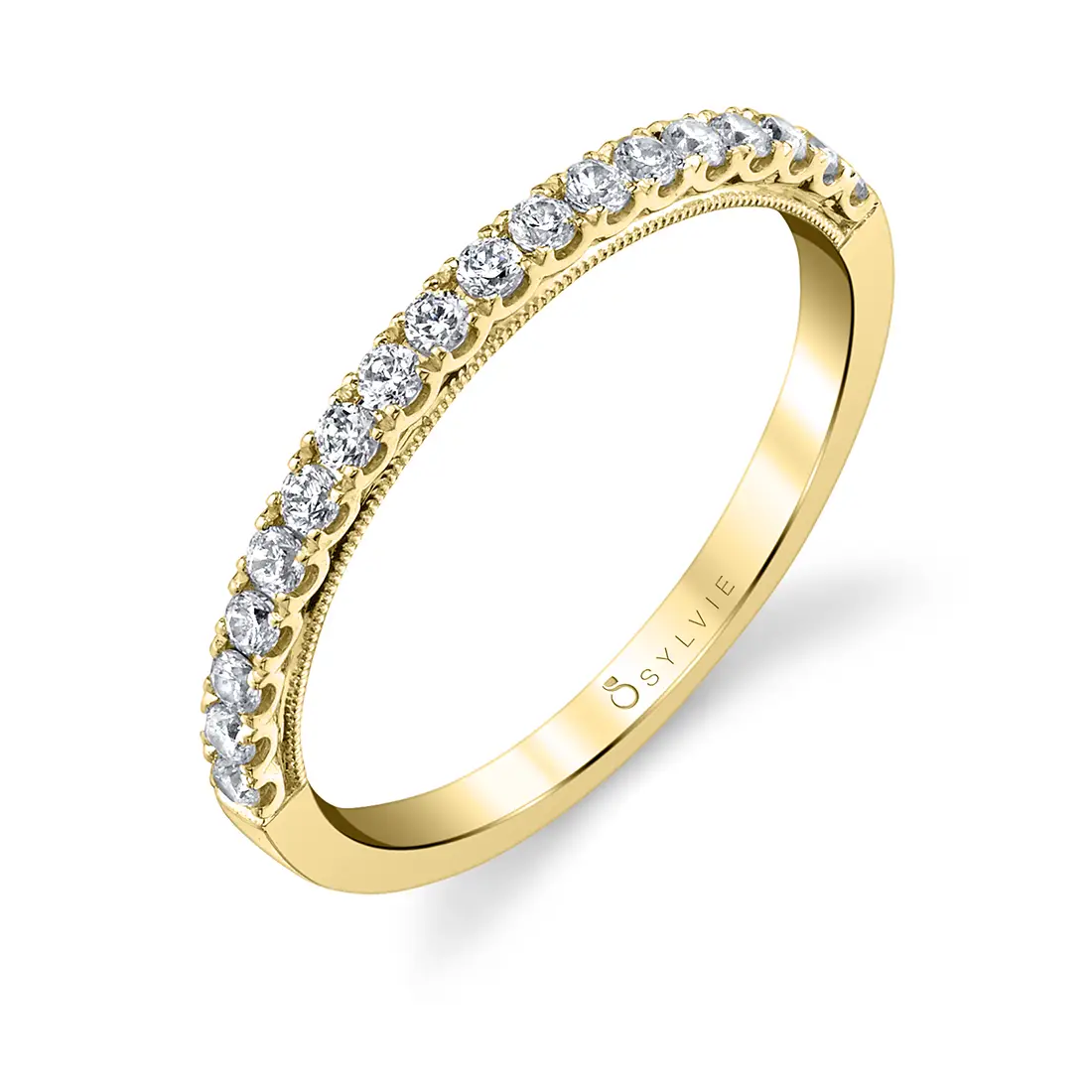 White Gold Classic Wedding Band with Milgrain Profile - Diandre