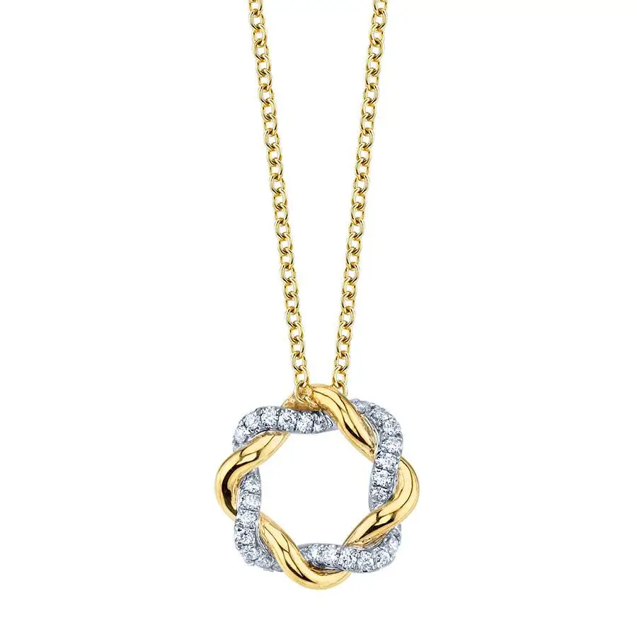 White Gold Two-Tone Diamond Swirl Pendant
