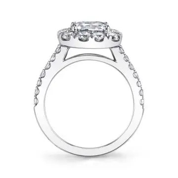 White Gold Round Cushion Cut Classic Halo Engagement Ring - Olivia