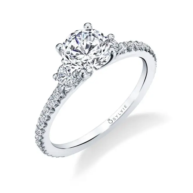 Round Cut Classic Three Stone Engagement Ring - Eloise