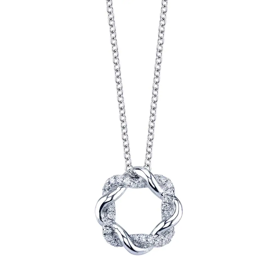 White Gold Diamond Swirl Pendant