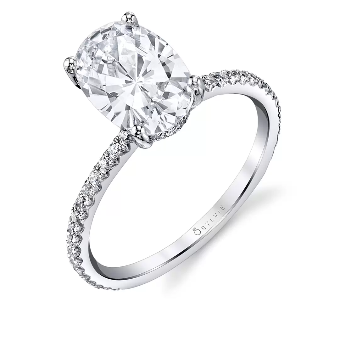 white gold oval cut classic engagement ring