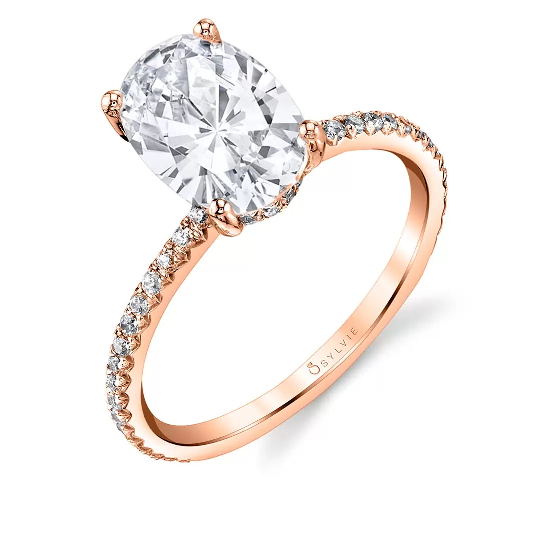 rose gold oval cut classic engagement ring