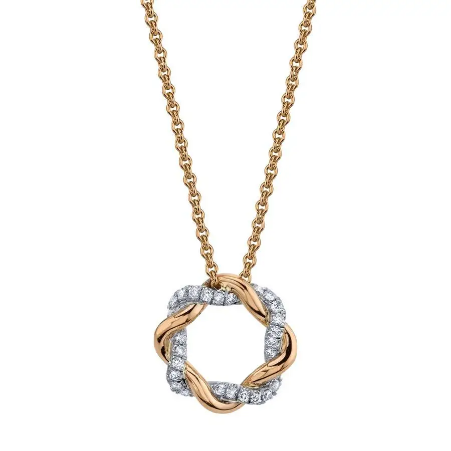 Modern Rose Gold and Diamond Swirl Pendant